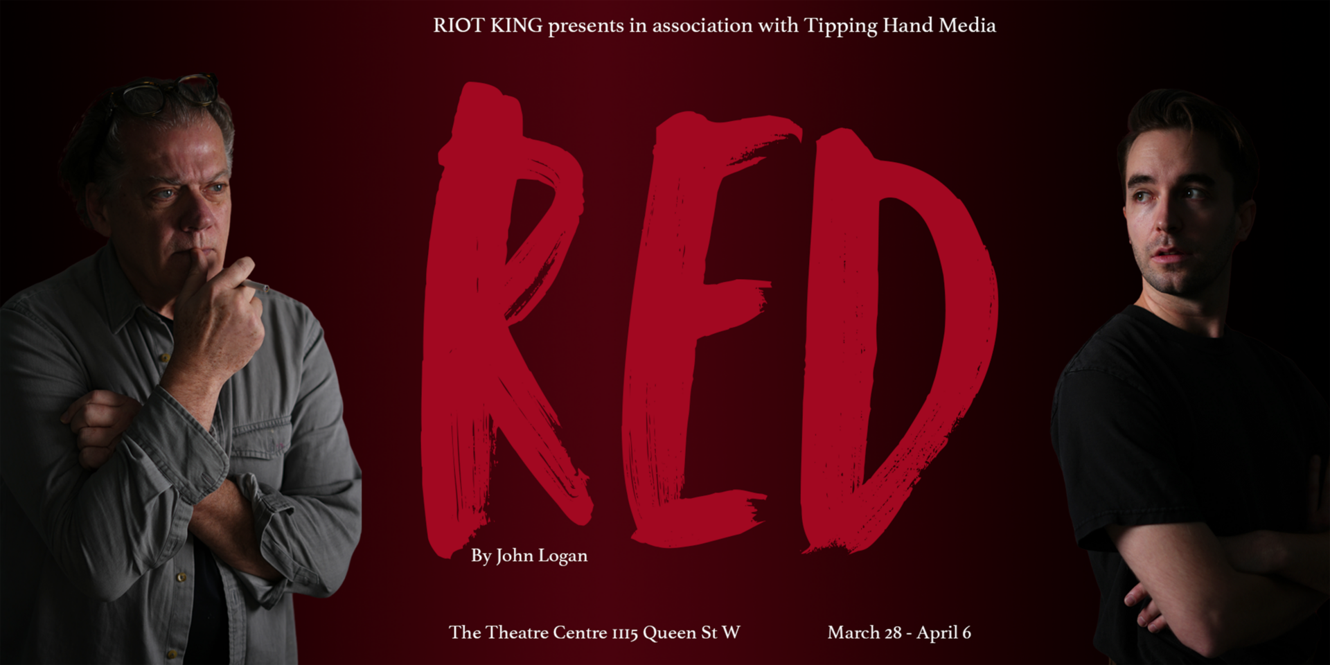 RED - the two actors from the show on each end of the poster. The title is in large writing in between them.